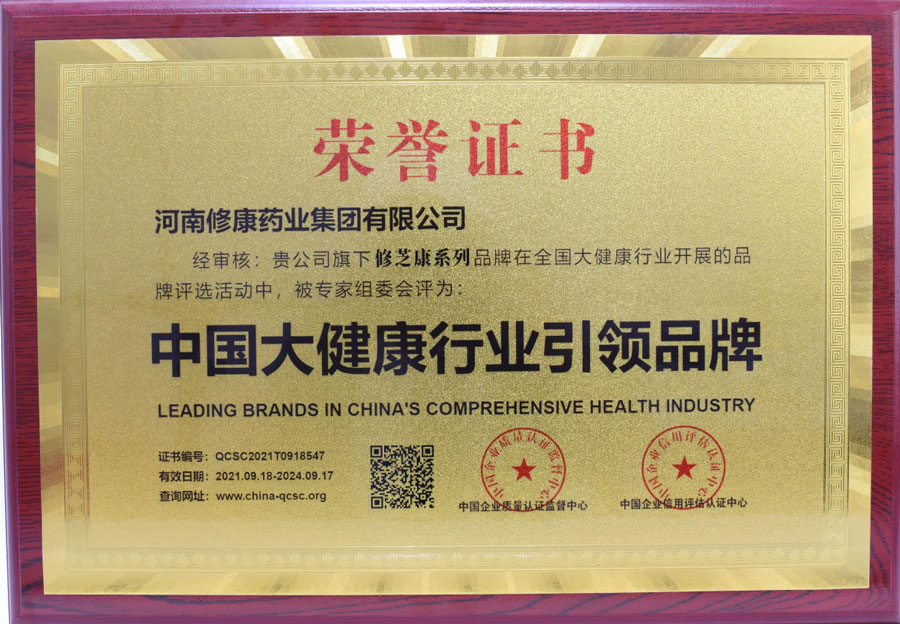 修康藥業(yè)榮獲中國(guó)大健康行業(yè)引領(lǐng)品牌